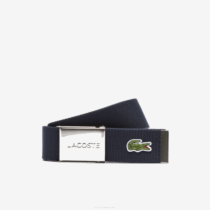 homens Lacoste 166 cinto de tecido com fivela gravada 08D02081