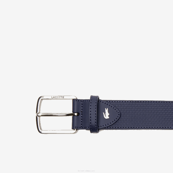 homens Lacoste 21 cinto de couro texturizado com fivela gravada 08D02076
