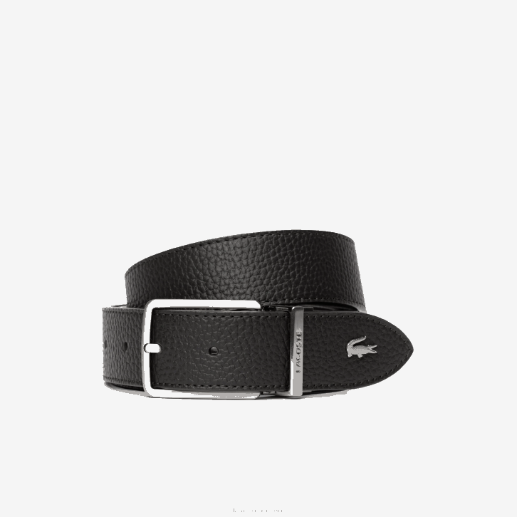 homens Lacoste 28 cinto de couro granulado com fivela gravada 08D02097