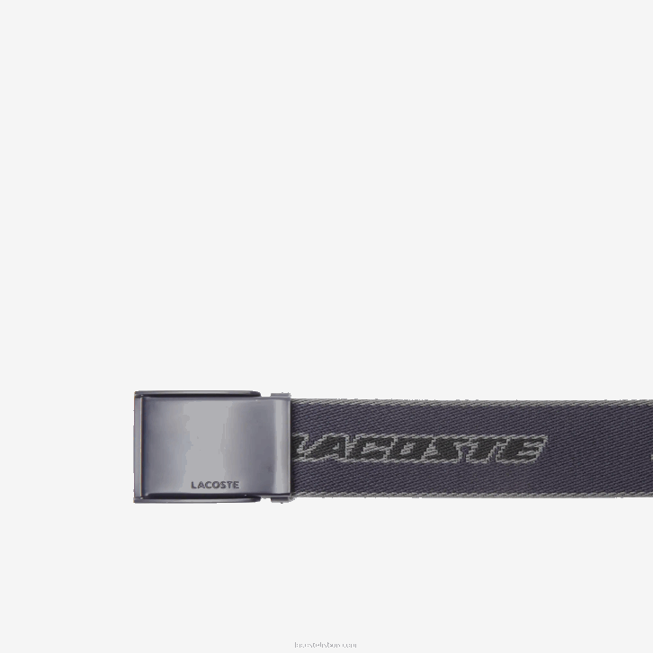 homens Lacoste abimes dark shadow noir l12 cinto de lona de marca contrastante 08D02114