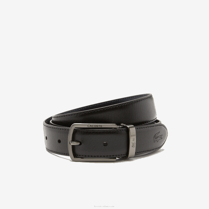 homens Lacoste marinho noir 166 672 conjunto de presente de cinto de fivela de dois pinos 08D02113
