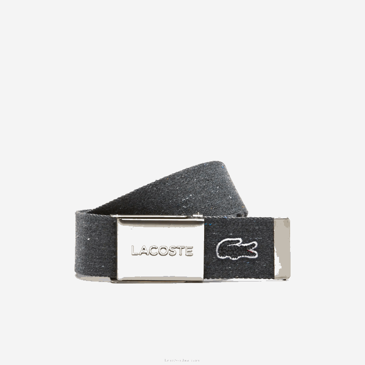 homens Lacoste noir chinês e50 l.12.12 cinto de fivela de marca 08D02117