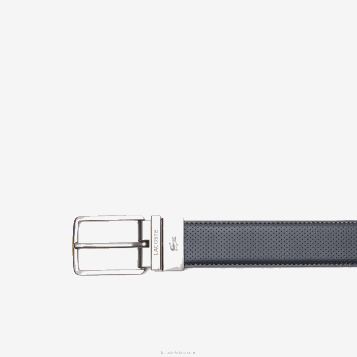 homens Lacoste sombra escura j37 cinto de couro piquê reversível com fivela gravada 08D02078
