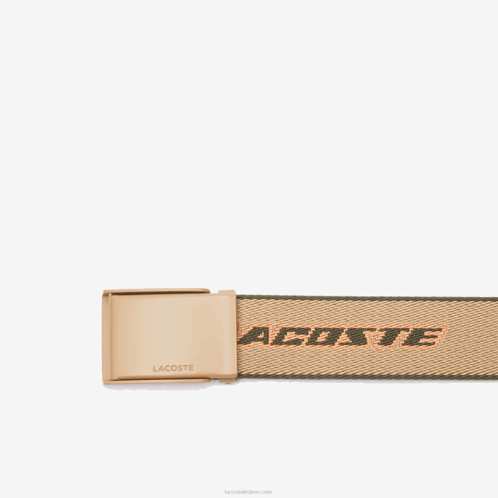 homens Lacoste viennois baobab poterie l11 cinto de lona de marca contrastante 08D02115