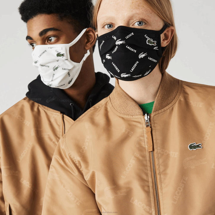 homens Lacoste preto verde branco 299 l.12.12 máscaras ajustáveis ​​de proteção facial pacote com 3 08D02273