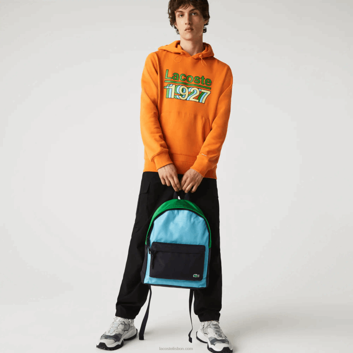 homens Lacoste abime malaquita azur h77 mochila de lona colorblock 08D02069