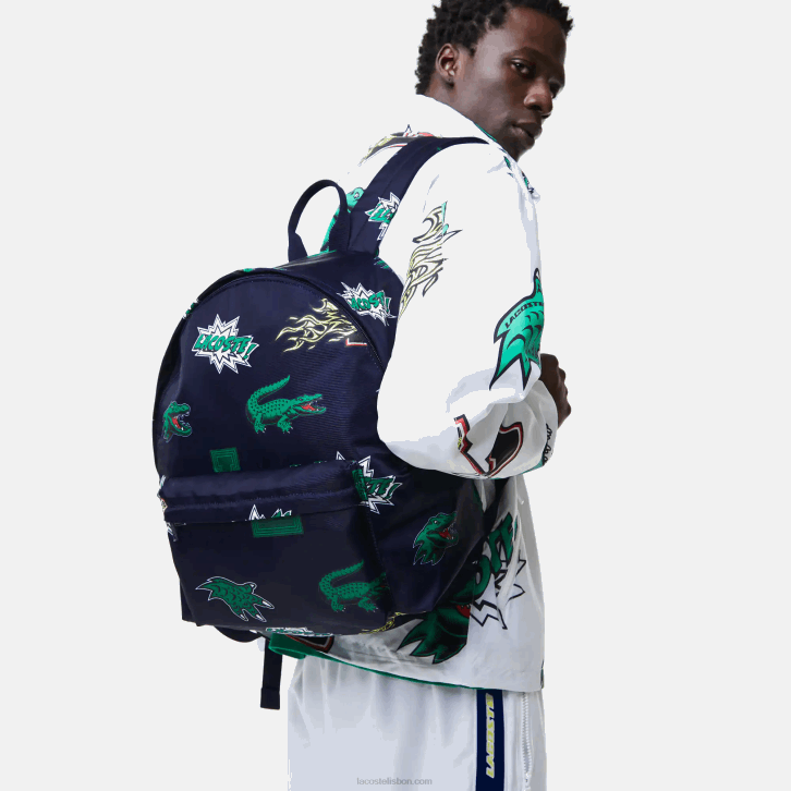 homens Lacoste fuzileiro naval 166 crocodilo l25 mochila estampada em quadrinhos 08D02096