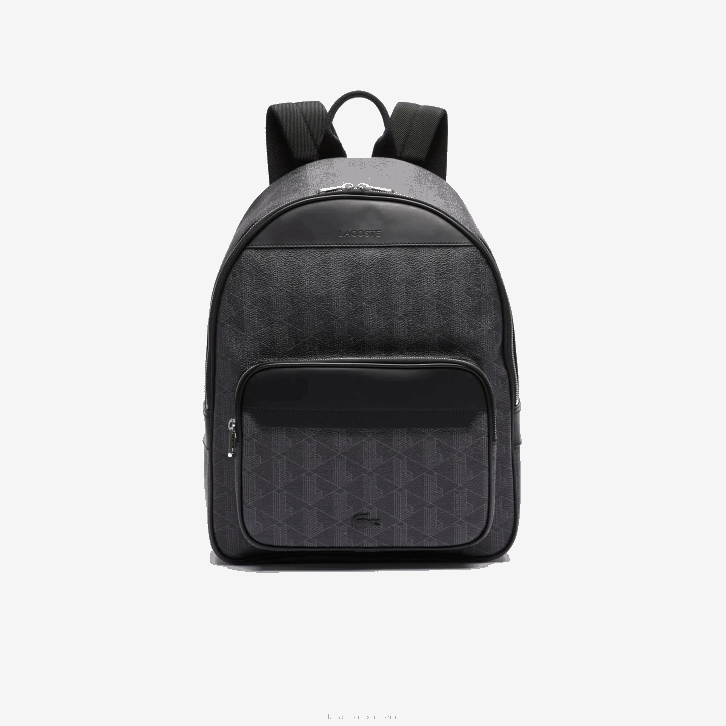 homens Lacoste monograma noir gris h45 mochila de lona com monograma the blend 08D02058