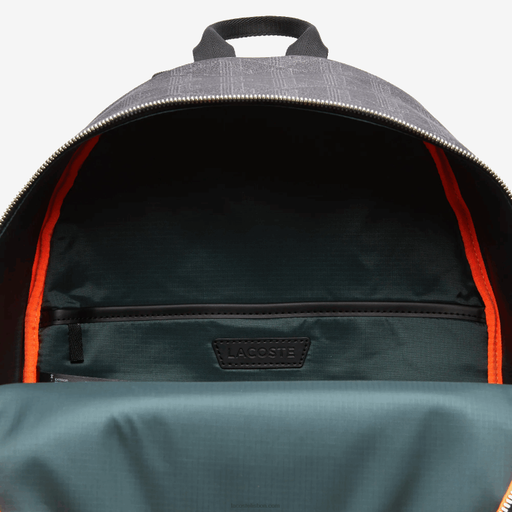 homens Lacoste monograma noir gris h45 mochila de lona com monograma the blend 08D02058
