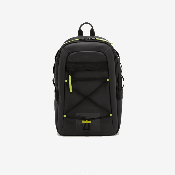 homens Lacoste noir cal k68 mochila impermeável com cordão elástico 08D02085