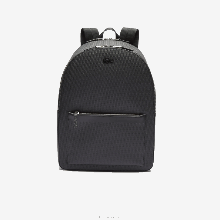 homens Lacoste preto 000 mochila de couro chantaco com costura fosca 08D02022