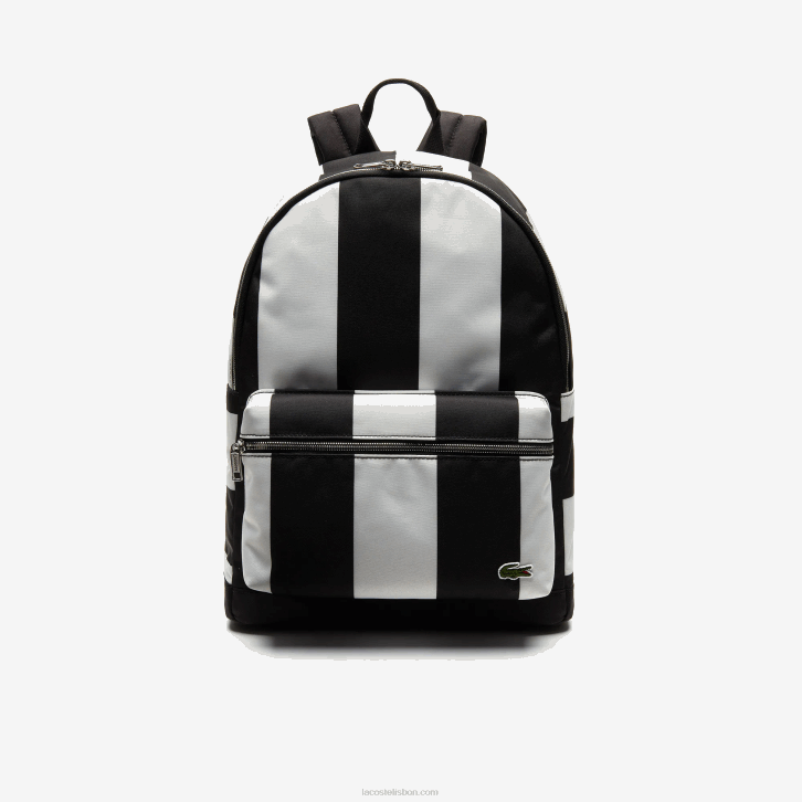 homens Lacoste preto branco 279 mochila listrada bolsa destacável ao vivo 08D02055