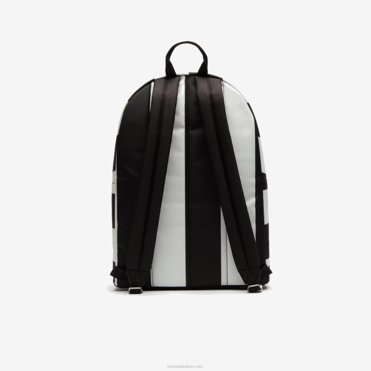 homens Lacoste preto branco 279 mochila listrada bolsa destacável ao vivo 08D02055