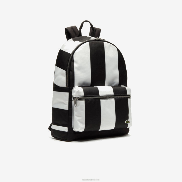 homens Lacoste preto branco 279 mochila listrada bolsa destacável ao vivo 08D02055