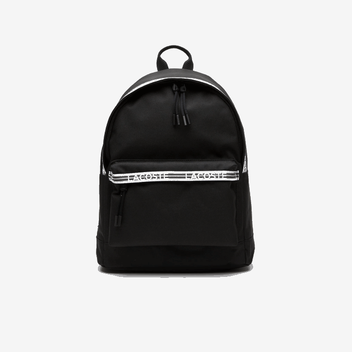 homens Lacoste preto branco 279 mochila neocroc com alças de logotipo com zíper 08D02136