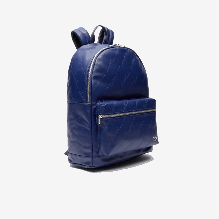 homens Lacoste profundidades azuis e62 mochila com zíper com impressão de assinatura ao vivo 08D02047