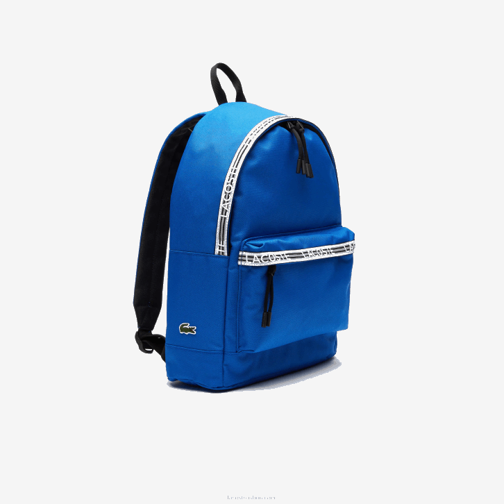 homens Lacoste royaume noir blanc l77 mochila neocroc com alças de logotipo com zíper 08D02137