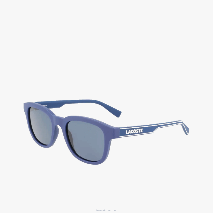 homens Lacoste azul fosco 401 óculos de sol retangular linha ativa 08D02307