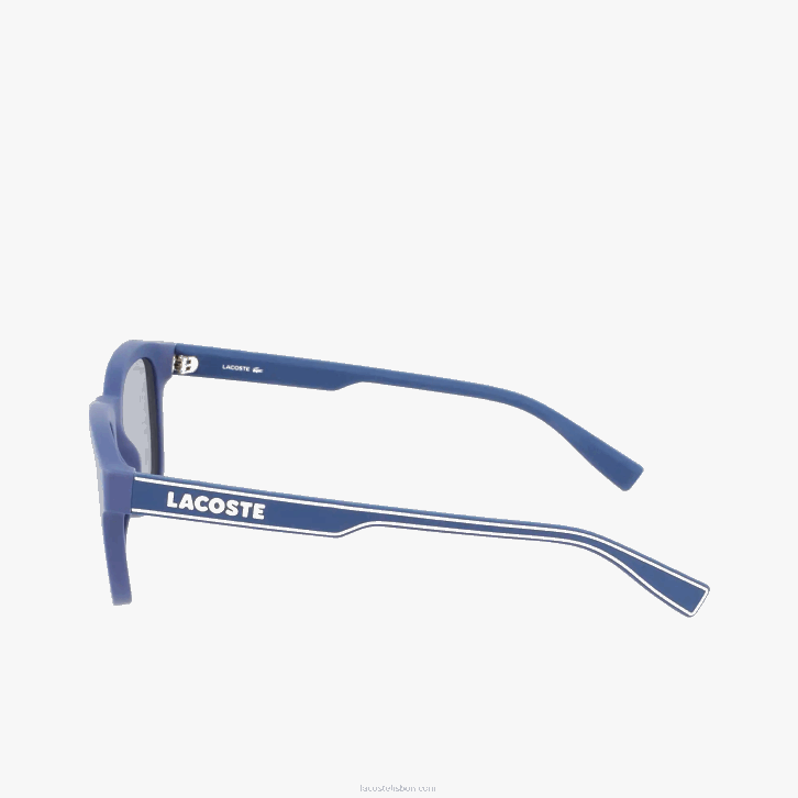 homens Lacoste azul fosco 401 óculos de sol retangular linha ativa 08D02307