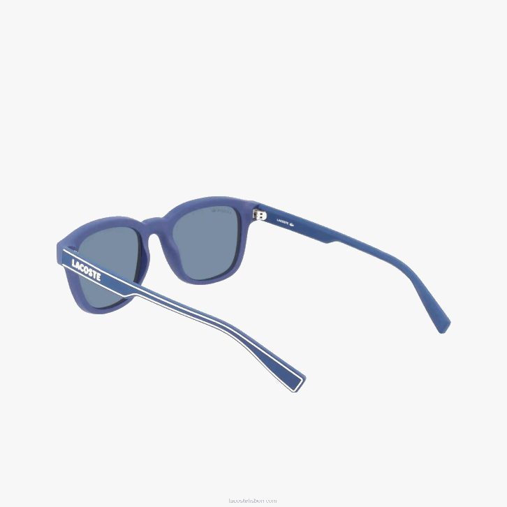 homens Lacoste azul fosco 401 óculos de sol retangular linha ativa 08D02307