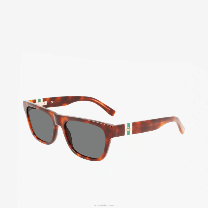 homens Lacoste havana 240 óculos de sol retângulo estilo escala L.12.12 em acetato 08D02183