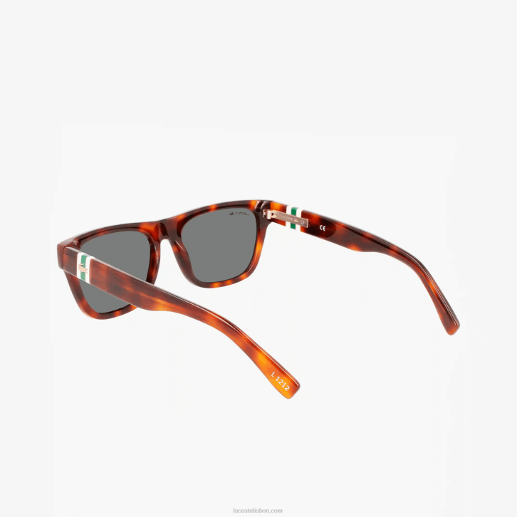 homens Lacoste havana 240 óculos de sol retângulo estilo escala L.12.12 em acetato 08D02183