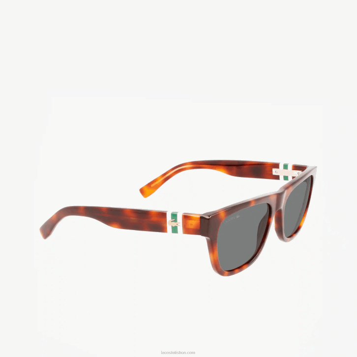 homens Lacoste havana 240 óculos de sol retângulo estilo escala L.12.12 em acetato 08D02183