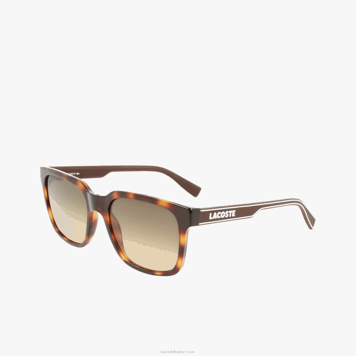 homens Lacoste havana escura 230 óculos de sol retangular linha ativa 08D02282