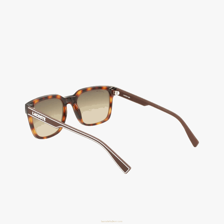 homens Lacoste havana escura 230 óculos de sol retangular linha ativa 08D02282