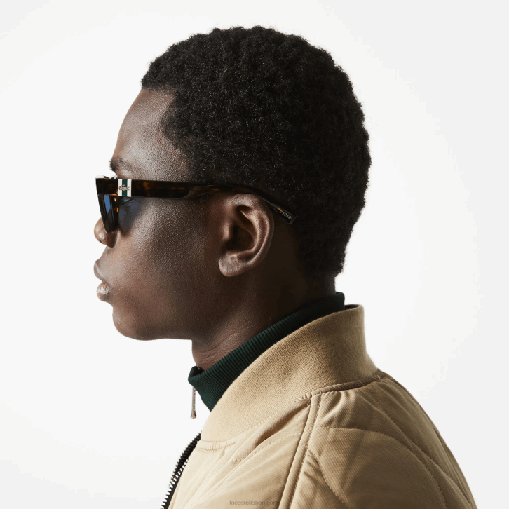 homens Lacoste havana mate 230 óculos de sol retângulo estilo escala L.12.12 em acetato 08D02184