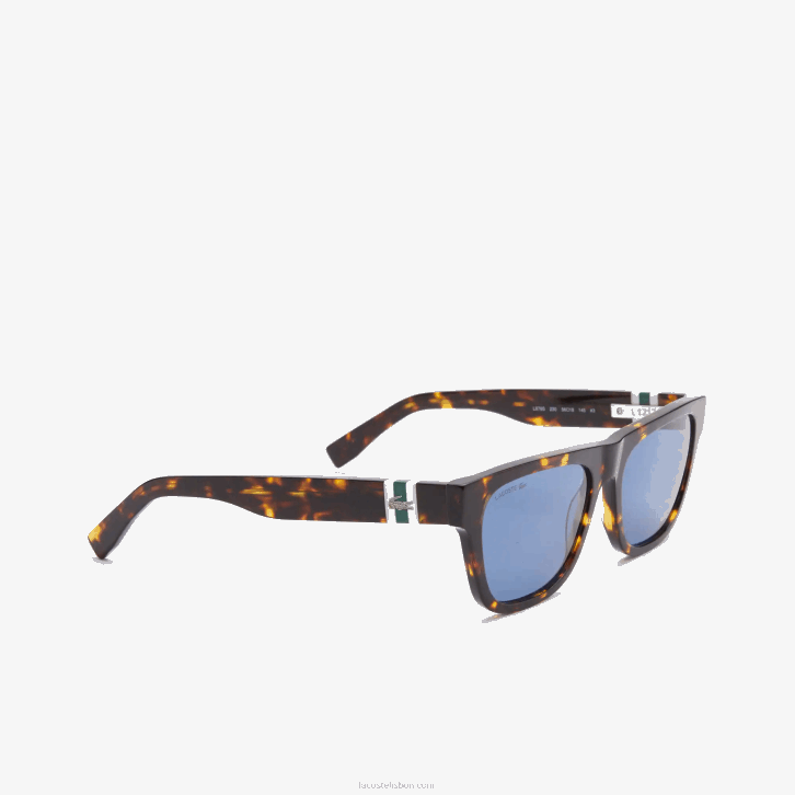 homens Lacoste havana mate 230 óculos de sol retângulo estilo escala L.12.12 em acetato 08D02184
