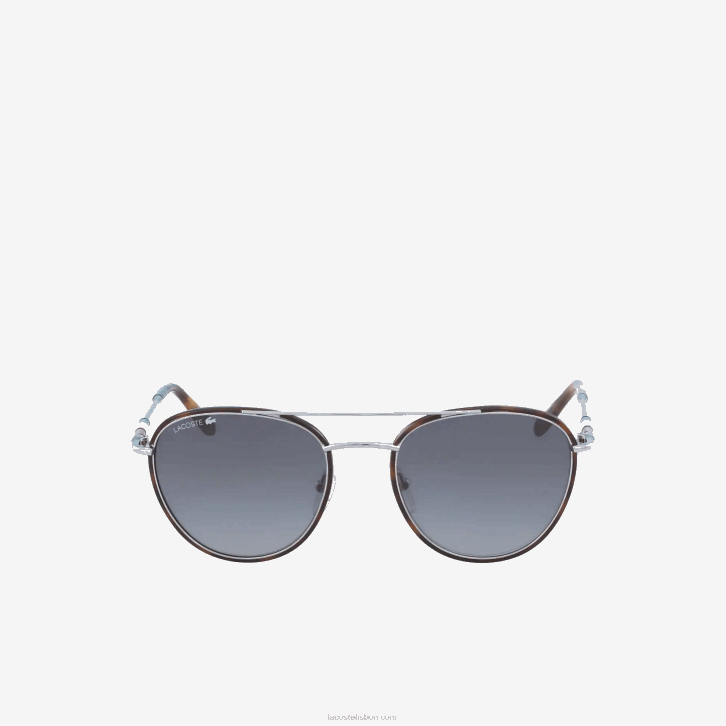 homens Lacoste prata fosca 045 óculos de sol ovais coleção novak djokovic de metal 08D02913