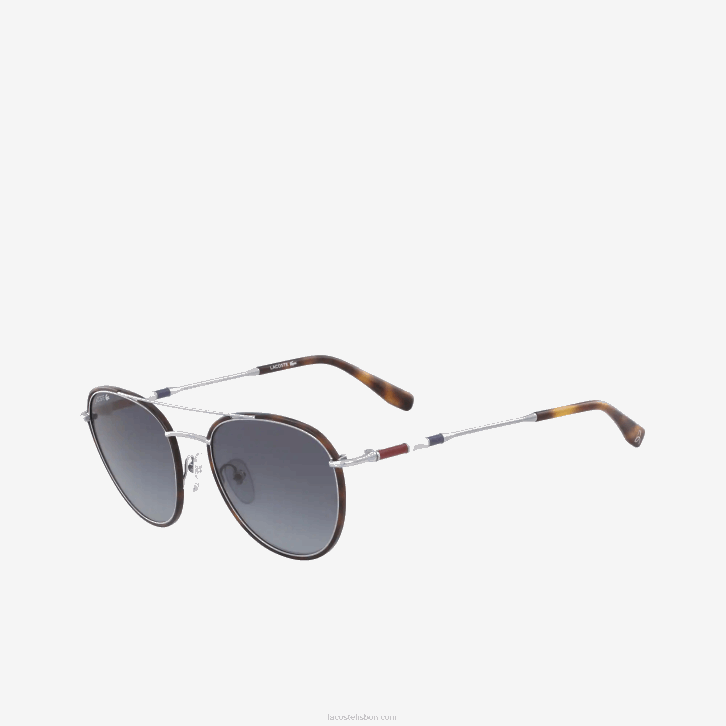 homens Lacoste prata fosca 045 óculos de sol ovais coleção novak djokovic de metal 08D02913