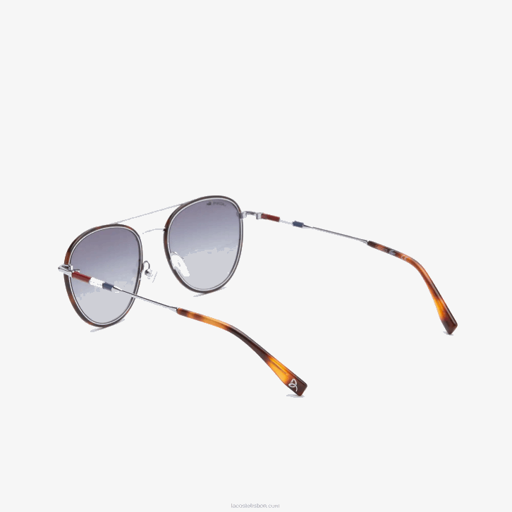 homens Lacoste prata fosca 045 óculos de sol ovais coleção novak djokovic de metal 08D02913
