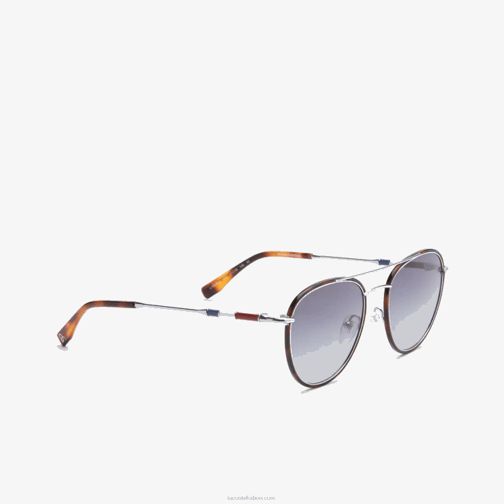 homens Lacoste prata fosca 045 óculos de sol ovais coleção novak djokovic de metal 08D02913