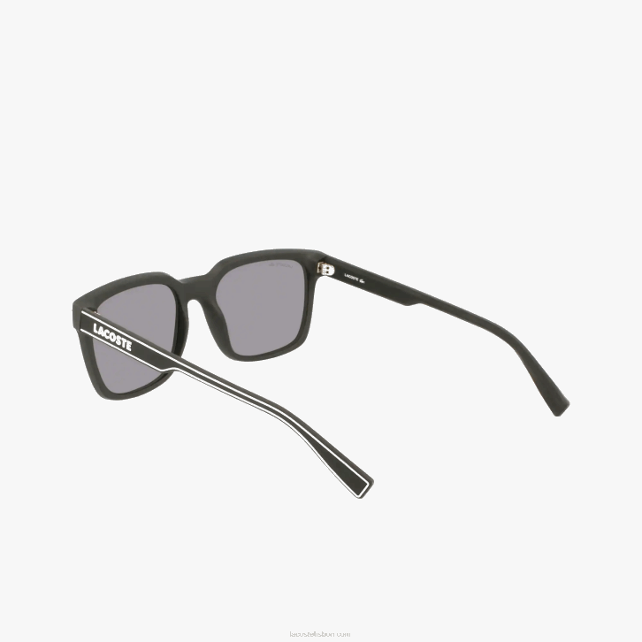 homens Lacoste preto/azul 002 óculos de sol retangular linha ativa 08D02281