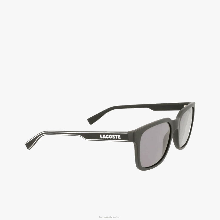homens Lacoste preto/azul 002 óculos de sol retangular linha ativa 08D02281