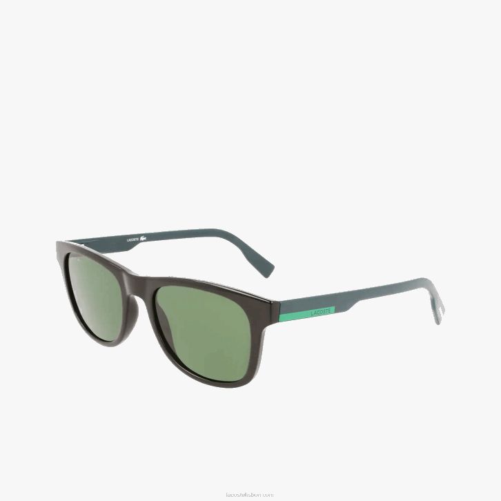 homens Lacoste preto fosco 001 óculos de sol retângulo color block 08D02308
