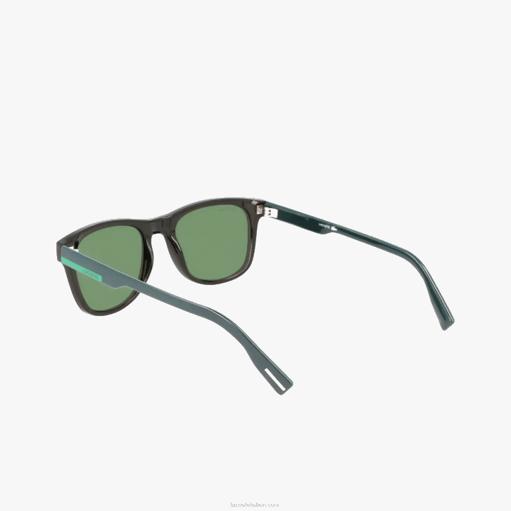 homens Lacoste preto fosco 001 óculos de sol retângulo color block 08D02308