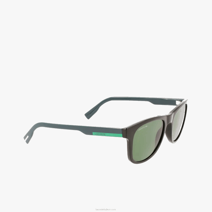 homens Lacoste preto fosco 001 óculos de sol retângulo color block 08D02308