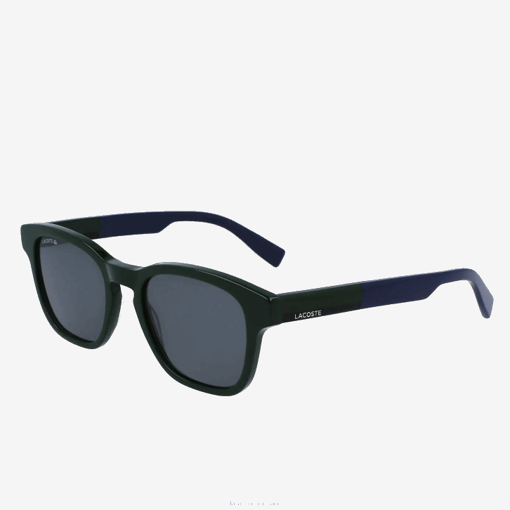 homens Lacoste verde 300 óculos de sol retangulares com toque têxtil 08D02347