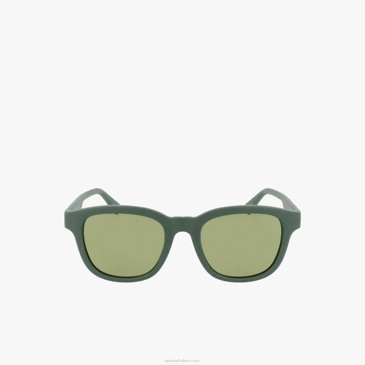 homens Lacoste verde fosco 301 óculos de sol retangular linha ativa 08D02306