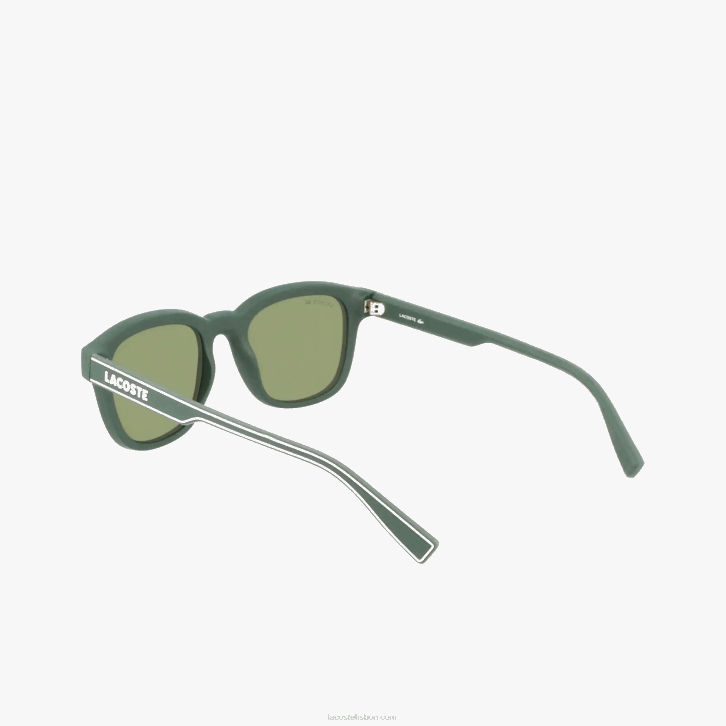 homens Lacoste verde fosco 301 óculos de sol retangular linha ativa 08D02306