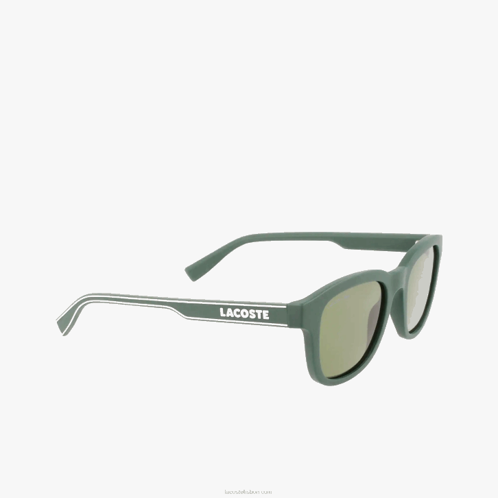 homens Lacoste verde fosco 301 óculos de sol retangular linha ativa 08D02306