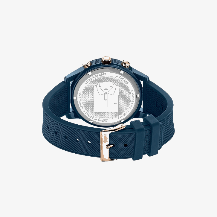 homens Lacoste azul 000 Relógio 12.12 com pulseira petit pique de silicone marinho 08D02314
