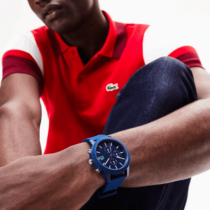 homens Lacoste azul 000 Relógio cronógrafo 12.12 com pulseira de silicone azul 08D02329