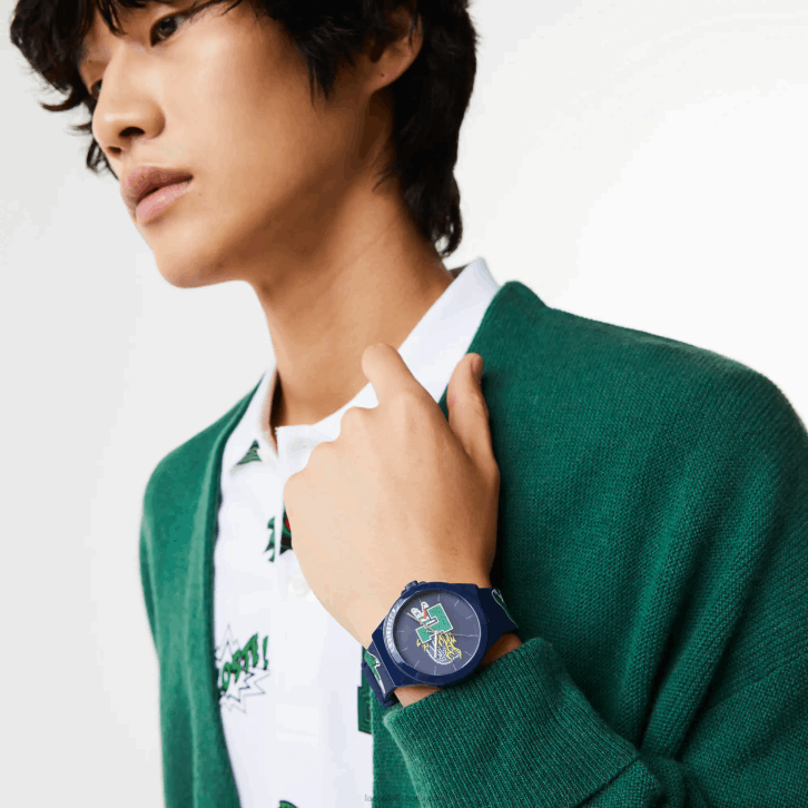 homens Lacoste azul 000 relógio de pulseira de silicone azul neocroc 08D02207
