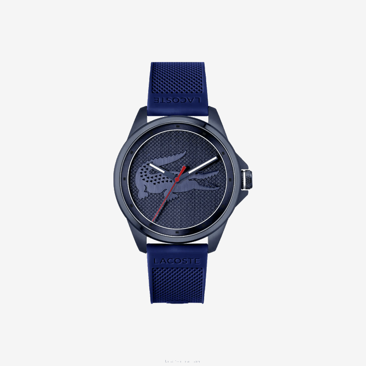 homens Lacoste azul 000 relógio de silicone azul le croc 3 mãos 08D02298