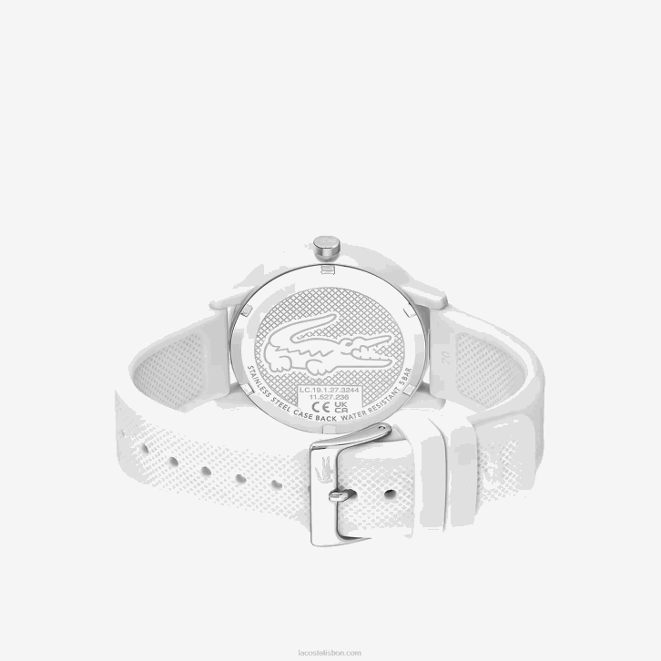 homens Lacoste branco 000 12.12 relógio de pulseira de silicone branco 08D02203