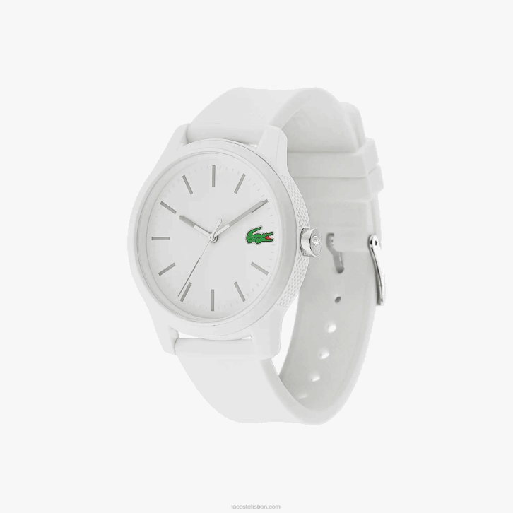 homens Lacoste branco 000 l.12.12 relógio de pulseira de silicone branco 08D02333